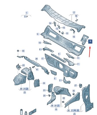 Skoda kamiq nw4 передняя часть правый cross панель усилитель rhd 2q2802543 фото №1