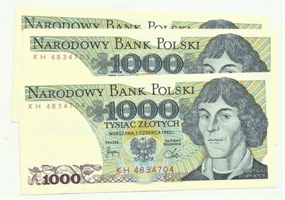 1000 złotych 1982 seria KH stan UNC