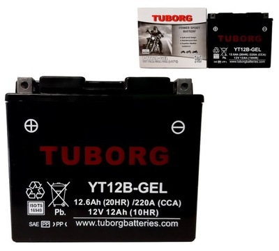 AKUMULIATORIUS YT12B-GEL 12V 12AH 220A TUBORG PAKAITALAS YUASA VARTA EXIDE 