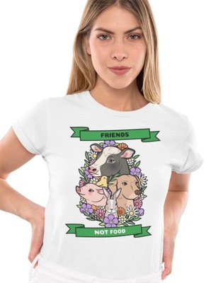 Koszulka vegan wegetarianizm friends not food weganizm zwierzęta t-shirt