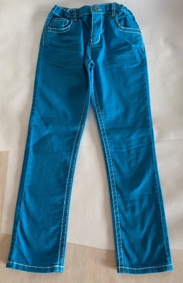 Spodnie letnie jeansy super kolor TURKUSOWE 158
