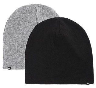 Czapka dwustronna 4F U397 beanie czarno-szara