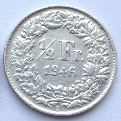Szwajcaria. 1/2 franka, 1946. Ag.