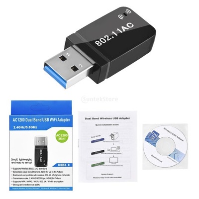 Adapter USB WiFi 2.4G 300Mbps/5G 867Mbps Mini sieć bezprzewodowa klucz WiFi