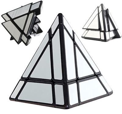 KOSTKA PYRAMINX PIRAMIDA MIRROR SREBRNA LOGICZNA