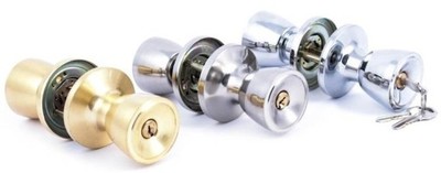 GAŁKA OBROTOWA DRZWIOWA Z BLOKADĄ ZAMEK MOSIĄDZ