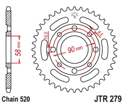 JT ЗУБЧАТКА ЗАДНЯЯ 279 42 HONDA VT 125C '99-'07