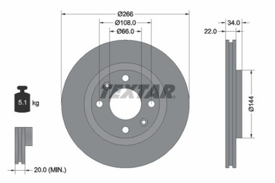 2 PIEZAS DISCO DE FRENADO CITROEN PARTE DELANTERA BERLINGO C2/C3/C4/DS3/XSARA/206/ 207/208/  