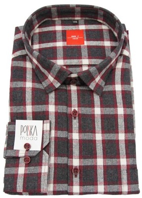 Koszula MMER slim r.3XL 176/182 flanelowa w kratę