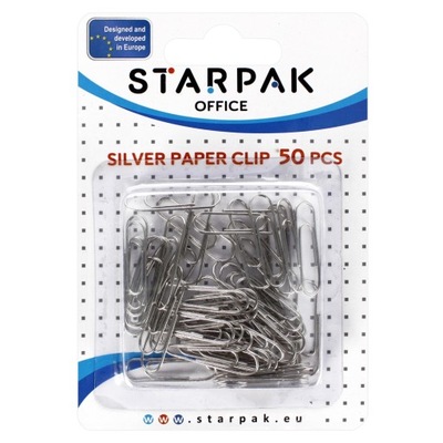 STARPAK małe SPINACZE biurowe do PAPIERU srebrne METALOWE zestaw 50 sztuk