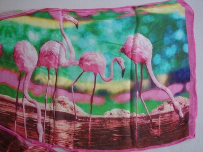chusta szal apaszka pareo flamingi art jedwab silk