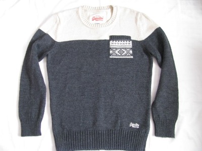 SUPERDRY VINTAGE NORDIC KNIT ciepły sweter XL/XXL