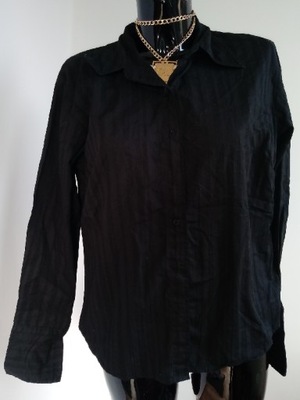 Czarna koszula ażurowa paski XMail XL 42 elegancka