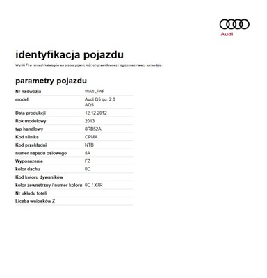 Rozkodowanie VIN Decoder Dekoder Volkswagen Audi Skoda VAG фото