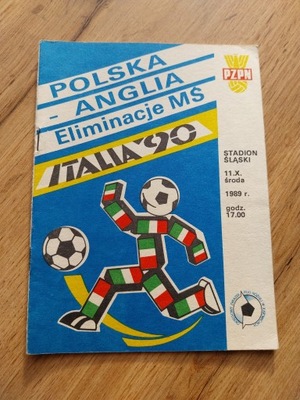 Polska - Anglia , 1989 rok , program meczowy