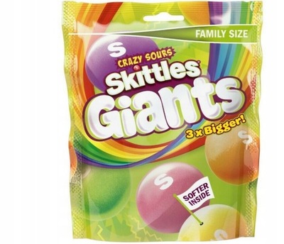 Skittles Giants Sour 3 razy większe owocowe 141g