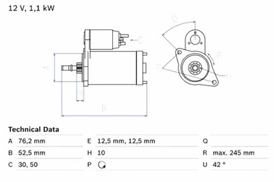 BOSCH STARTERIS AUDI A3 TT FORD GALAXY I SEAT ALHAMBRA CORDOBA IBIZA 