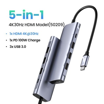 5in1HD and PD USB C HUB 4K Type C Adapter F HUB