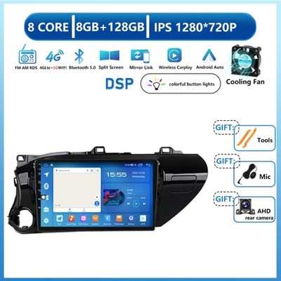 RADIO DE AUTOMÓVIL CON NAVEGACIÓN GPS ANDROID13 PARA TOYOTA HILUX REVO VIGO IMV 2016-2020  