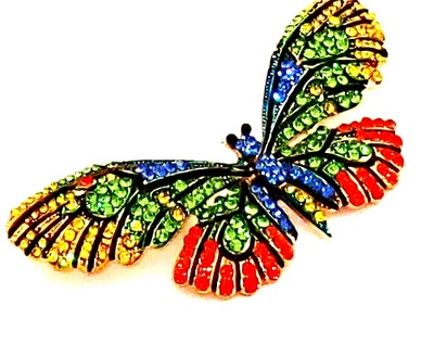 Broszko-wisior stalowy z kryształami-duży motyl