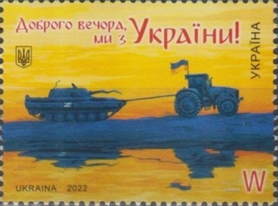 Ukraina 2022 - Ruski czołg i Ukraiński traktor W