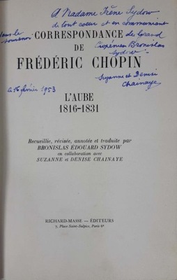 Correspondance de Frederic Chopin Autograf (fr)