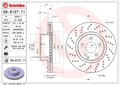 DISCOS DE FRENADO PARTE DELANTERA BREMBO 09.8127.11 09812711  