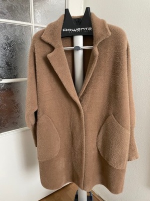 Płaszcz sweter Alpaka beżowy duży rozmiar-2 odcienie
