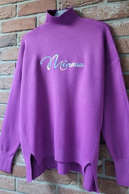 Półgolf sweter z firmowym napisem Minouu fioletowy