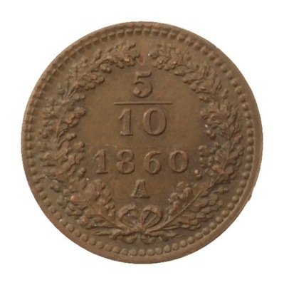 [M14399] Austria 5/10 krajcara 1860 A