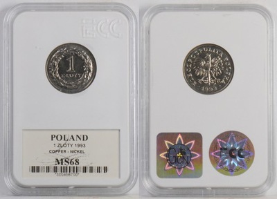 1 ZŁOTY 1993 MIEDZIONIKIEL MS68 16.05