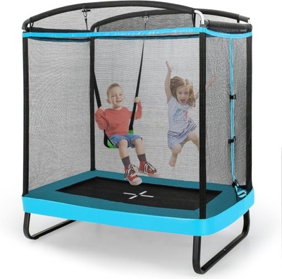 Trampolina dziecięca z huśtawką, prostokątna trampolina z siatką
