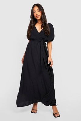 BOOHOO CZARNA MAXI SUKIENKA PLISY QDZ NE7__XXS