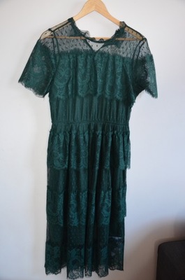 reserved sukienka koronkowa zielona 42/44