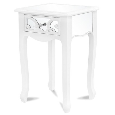 Szafka stolik komoda drewniana biała glamour
