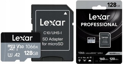 KARTA LEXAR PRO micro SDXC 128GB 1066X UHS-I U3 V30 A2 160MB/s pamięć flash