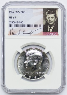 USA, 50 centów 1967, Kennedy, SMS, NGC MS67