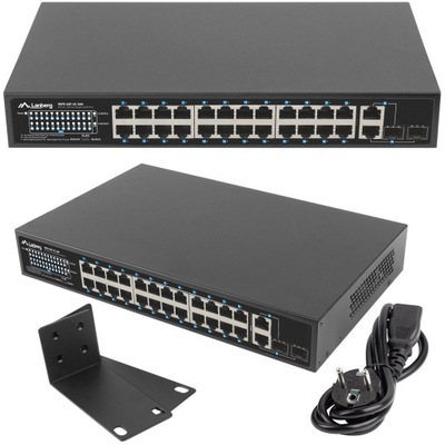 Switch RACK 19" LANBERG 24x 100Mb PoE+ 2x Combo RSFE-24P-2C-360 360W V2