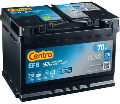 Аккумулятор efb centra cl700 70ah 720a фото №1