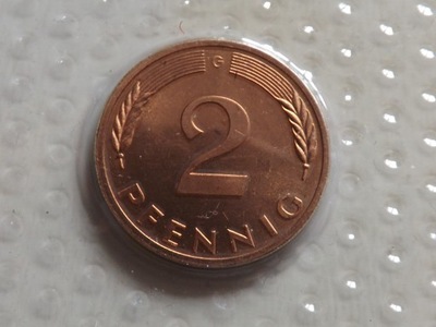2 Fenigi 1977 G , moneta z Oryginalnego zestawu rocznikowego st. UNC-