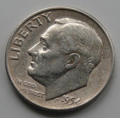 USA - 10 CENTÓW ONE DIME LIBERTY 1954 D Roosevelt