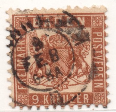 Księstwo niem. Baden - stary znaczek pocztowy.