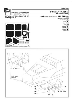 Part P35-090 1/35 Sd.Kfz.251 Ausf.D przednie błotniki (AFV Club)