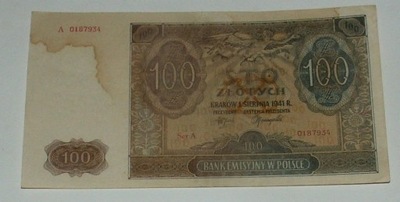 100 złotych - 1941 seria A