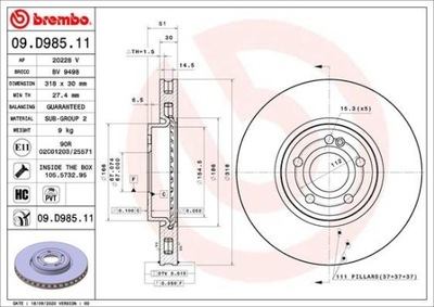 DISCO HAM. PARTE DELANTERA UV MERCEDES-BENZ (318X30MM)  