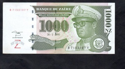 BANKNOT ZAIR -- 1000 NOWYCH ZAIRES -- 1995 rok