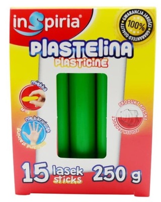 Plastelina szkolna ZIELONA 15 lasek 250g Inspiria 9868