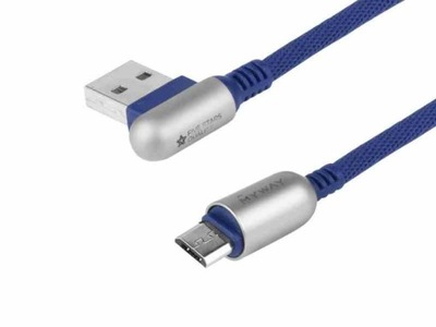 Kabel USB-A > Micro USB Kątowy Oplot Mikrofibra 120cm Dwustronne USB
