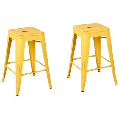Zestaw 2 stołków barowych metalowych 60 cm żółto-złoty CABRILLO