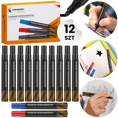 MARKER PERMANENTNY 12 SZTUK MIX KOLORÓW VERGIONIC